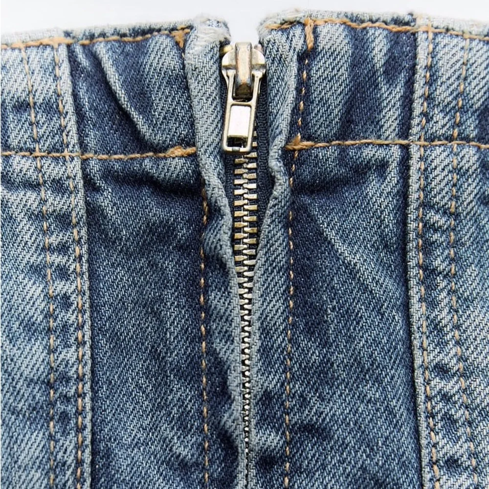 Zara Dark Blue Strapless Denim Top - Picture 8 of 8